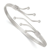 Sterling Silver Polished Twisted and Beaded Fancy Triple Band Cuff Bangle Bracelet