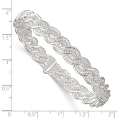 Sterling Silver Polished Twisted and Woven Flexible Bangle