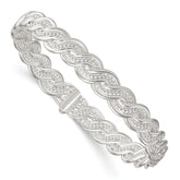 Sterling Silver Polished Twisted and Woven Flexible Bangle