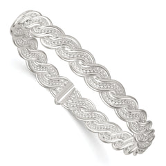 Sterling Silver Polished Twisted and Woven Flexible Bangle