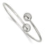 Sterling Silver Polished Ball Ends Flexible Cuff Bangle