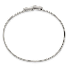 Sterling Silver Polished Tapered Baguette CZ Cuff Bangle