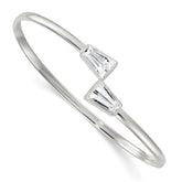 Sterling Silver Polished Tapered Baguette CZ Cuff Bangle