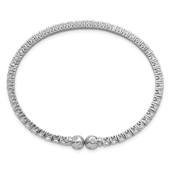 Sterling Silver Rhodium-plated Polished CZ Star Flexible Cuff Bangle Bracelet