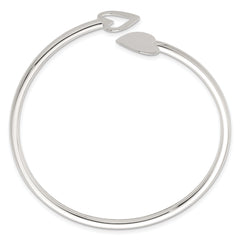Sterling Silver Polished Double Heart Flexible Cuff Bangle
