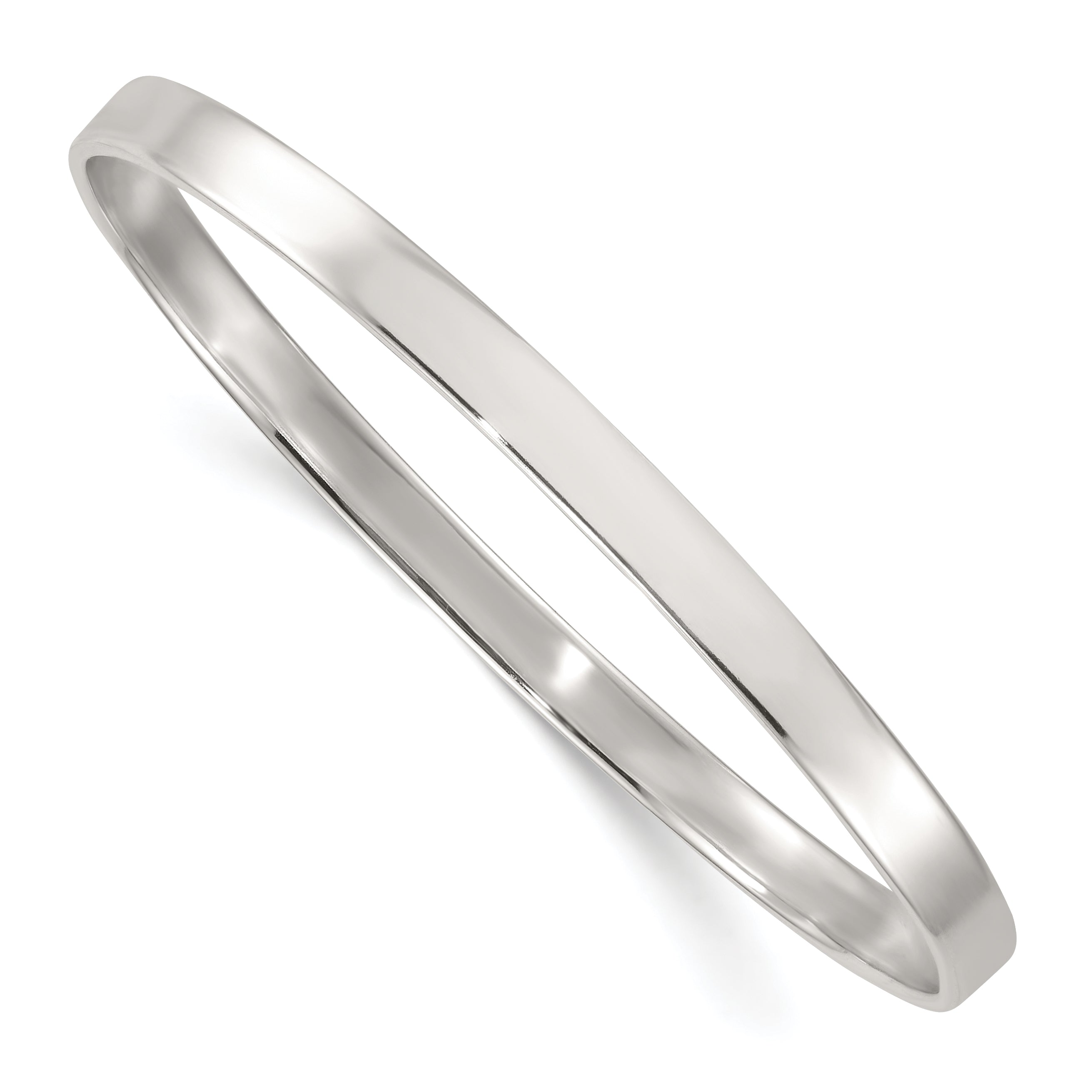 Sterling Silver Polished 5.00mm Flat Slip-on Bangle Bracelet