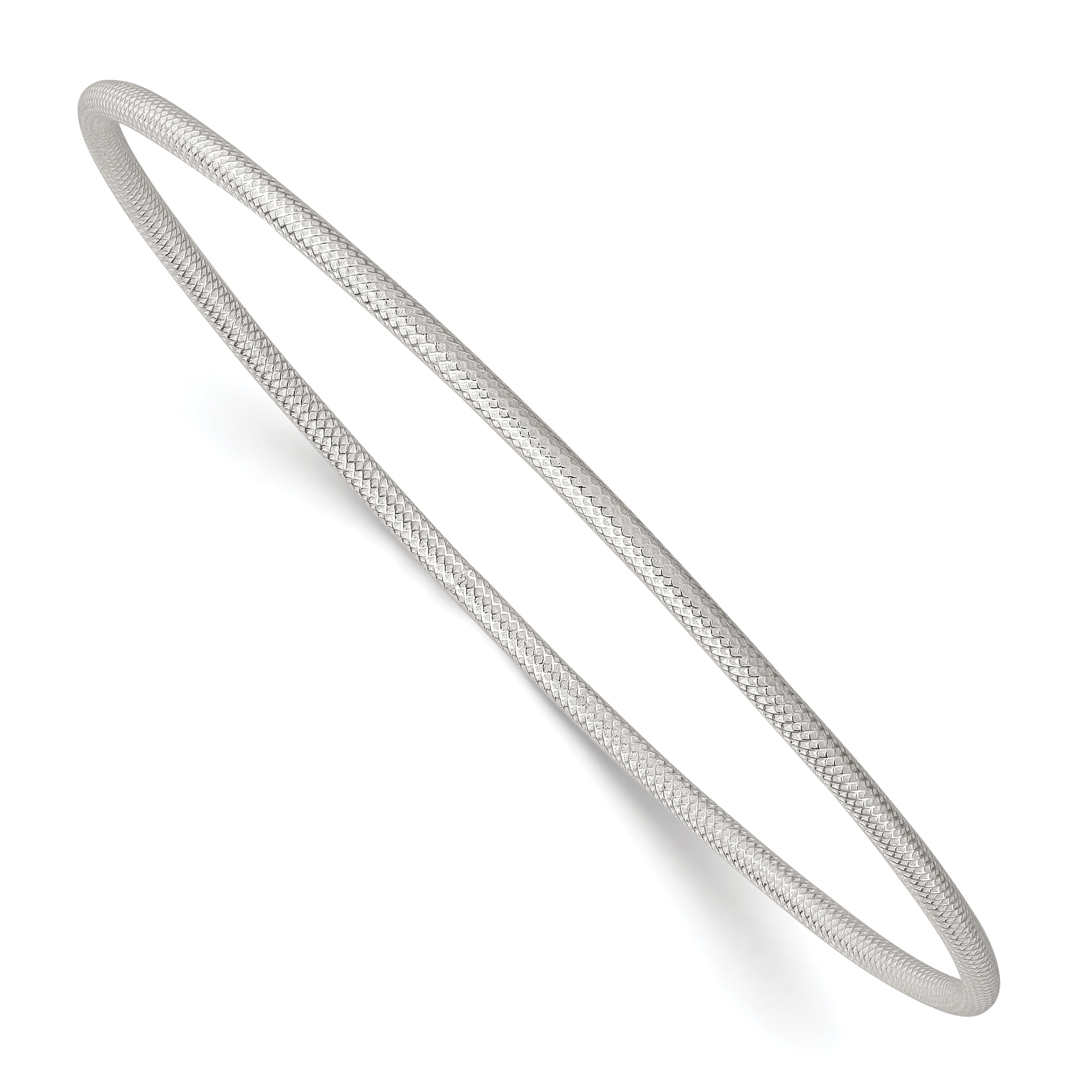 Sterling Silver Polished and Textured 2.00mm Slip-on Bangle Bracelet