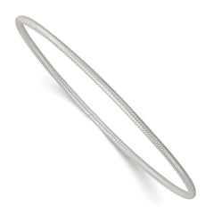 Sterling Silver Polished and Textured 2.00mm Slip-on Bangle Bracelet