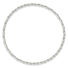 Sterling Silver Polished and Twisted 2.5mm Slip-on Bangle Bracelet