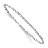 Sterling Silver Polished and Twisted 2.5mm Slip-on Bangle Bracelet