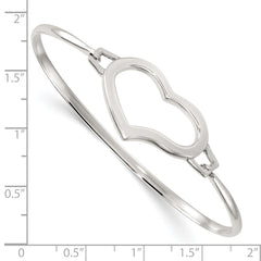 Sterling Silver Polished Open Heart Bangle