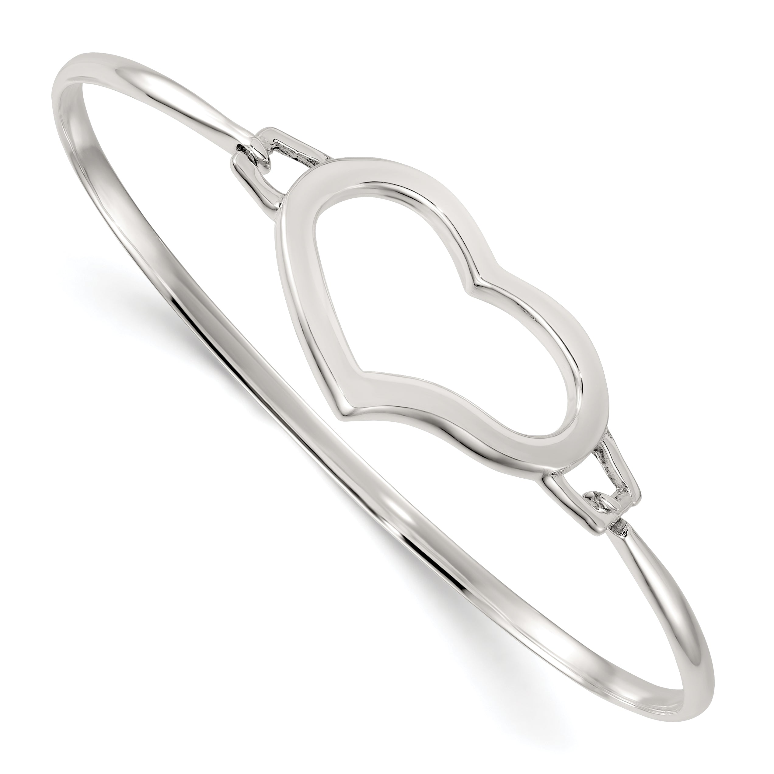 Sterling Silver Polished Open Heart Bangle