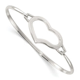 Sterling Silver Polished Open Heart Bangle