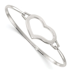 Sterling Silver Polished Open Heart Bangle