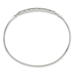Sterling Silver Polished Square CZ Bar Bangle
