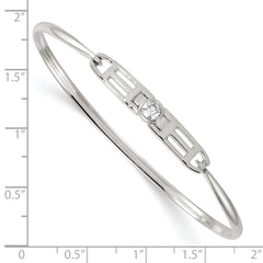 Sterling Silver Polished Fancy CZ Bangle