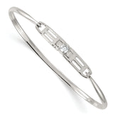 Sterling Silver Polished Fancy CZ Bangle