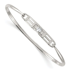 Sterling Silver Polished Fancy CZ Bangle