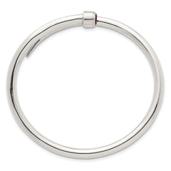 Sterling Silver Polished Red CZ Slip On Expandable Bangle