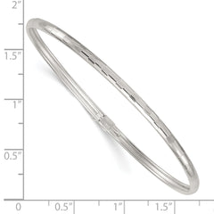 Sterling Silver Polished and Diamond-cut 3.0mm Flexible Bangle