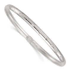 Sterling Silver Polished and Diamond-cut 4.0mm Flexible Bangle