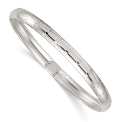 Sterling Silver Polished and Diamond-cut 6.0mm Flexible Bangle