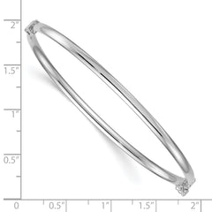 Sterling Silver Rhodium-plated Polished 3.00mm Hinged Bangle