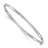 Sterling Silver Rhodium-plated Polished 3.00mm Hinged Bangle