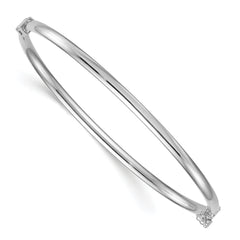 Sterling Silver Rhodium-plated Polished 3.00mm Hinged Bangle