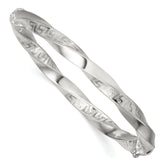 Sterling Silver Polished Textured and Twisted 6.50mm Greek Key Hinged Bangle