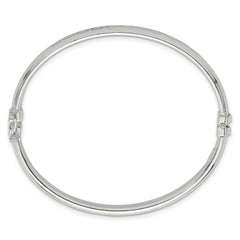 Sterling Silver Polished and Textured 6.50mm Greek Key Hinged Bangle