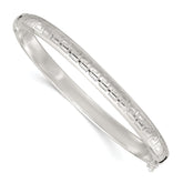 Sterling Silver Polished and Textured 6.50mm Greek Key Hinged Bangle