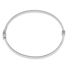 Sterling Silver Rhodium-plated Polished Textured Greek Key 4.00mm Hinged Bangle