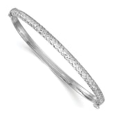 Sterling Silver Rhodium-plated Polished and Diamond-cut 4.00mm Hinged Bangle