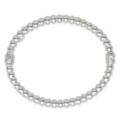 Sterling Silver Polished Beaded Design 5.00mm Hinged Bangle