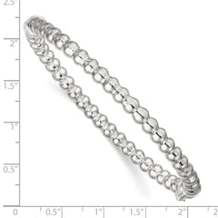 Sterling Silver Polished Beaded Design 5.00mm Hinged Bangle