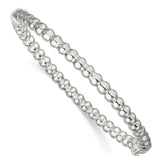 Sterling Silver Polished Beaded Design 5.00mm Hinged Bangle