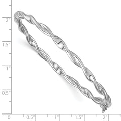 Sterling Silver Rhodium-plated Polished Twisted 4.00mm Hinged Bangle