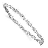 Sterling Silver Rhodium-plated Polished Twisted 4.00mm Hinged Bangle