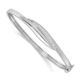 Sterling Silver Rhodium-plated CZ Polished Hinged Bangle