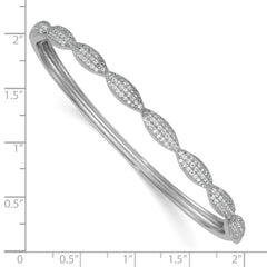 Sterling Silver Rhodium-plated Polished Fancy Scalloped CZ Hinged Bangle
