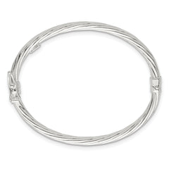 Sterling Silver Polished Twisted and Textured 3.00mm Hinged Baby Bangle