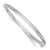 Sterling Silver Polished Twisted and Textured 3.00mm Hinged Baby Bangle