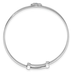 Sterling Silver Rhodium-plated Polished Blue CZ Flower Childrens Expandable Bangle