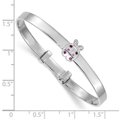 Sterling Silver Rhodium-plated Polished Pink And Red CZ Lady Bug Childrens Expandable Bangle