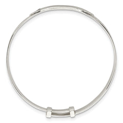 Sterling Silver Polished White CZ Claddagh Expandable Slip-on Baby ID Bangle