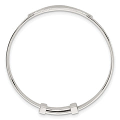 Sterling Silver Polished Textured Floral Expandable Slip-on Baby ID Bangle
