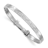 Sterling Silver Rhodium-plated Polished Etched Dragonfly Childrens Expandable Bangle