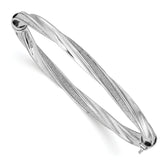 Sterling Silver Polished & Twisted Glitter Infused Hinged Bangle