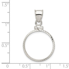Wideband Distinguished Coin Jewelry Sterling Silver Polished and Diamond-cut 19.1 x 1.5mm $0.01 Screw Top Coin Bezel Pendant